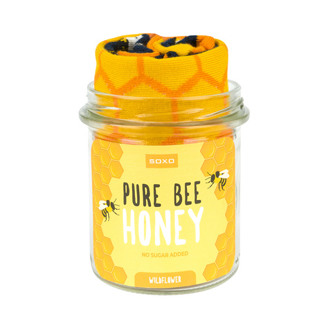 Men's colorful SOXO GOOD STUFF socks Pure bee Honey in a jar