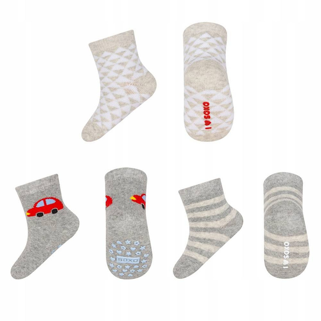 Set of 3x SOXO baby socks terry cloth