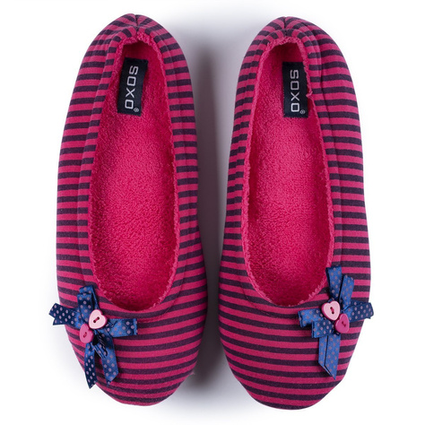 Women's SOXO ballerina slippers with a bow and buttons