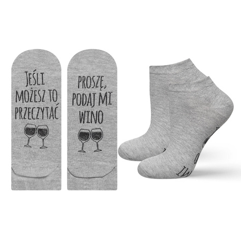 Gray women's SOXO socks with Polish inscriptions cotton gift