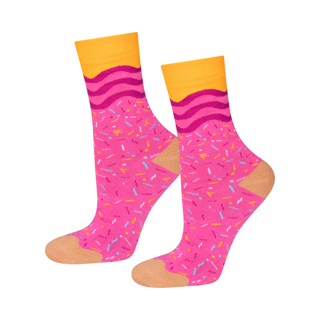 Set of 2x Women's Soxo Donut Socks in a Box | Perfect for a gift | Funny and Happy | pink