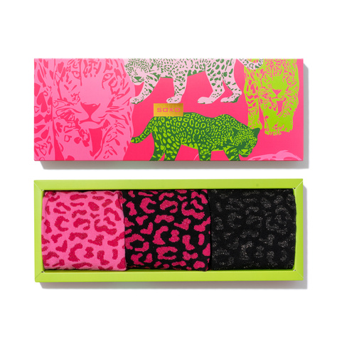 SOXO Women's Pink Leopard Socks in Packaging - 3 Pairs