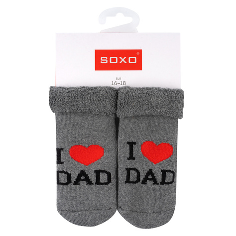 Set of 3x SOXO baby socks navy blue with inscriptions 