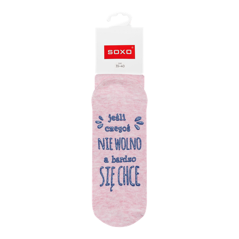 Pink SOXO long women's socks with funny Polish inscriptions gift