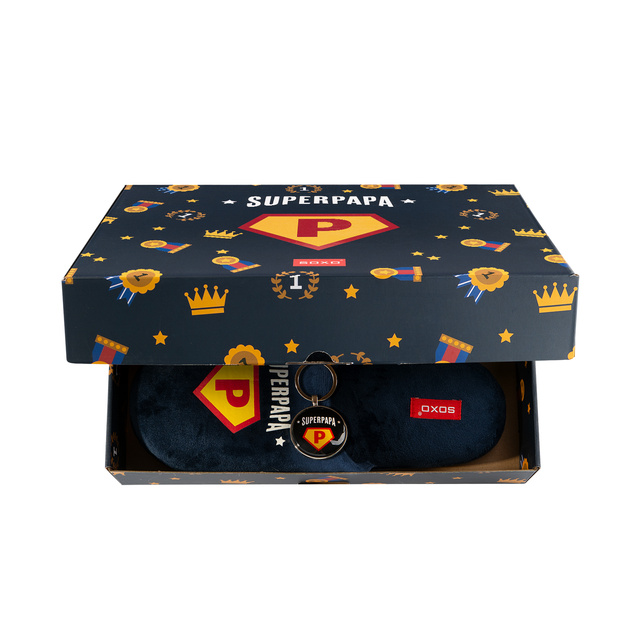 Zestaw Kapcie Męskie Super Papa + Brelok