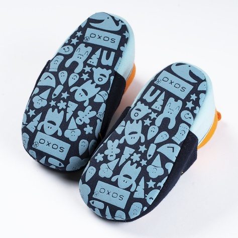 SOXO navy blue baby slippers with a cosmonaut and a rocket