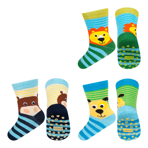 Set of 3x Colorful SOXO children's socks animals