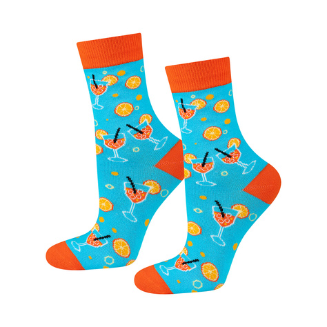 Set of 2x SOXO GOOD STUFF women's socks funny Prosecco and Aperitif in a gift bottle