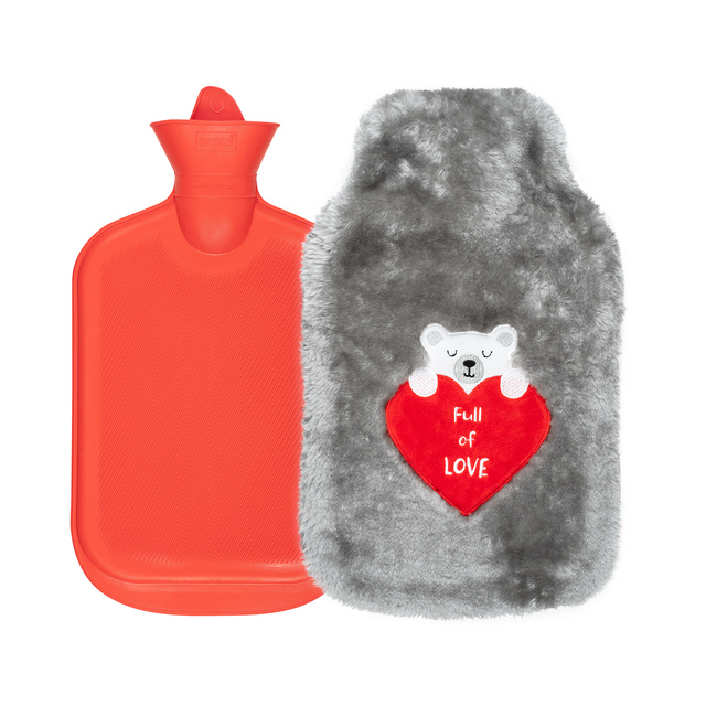 Gray hot water bottle SOXO full of love heater