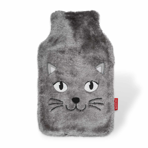 Hot water bottle 1.8L grey SOXO warmer in furry plush cover PRESENT  