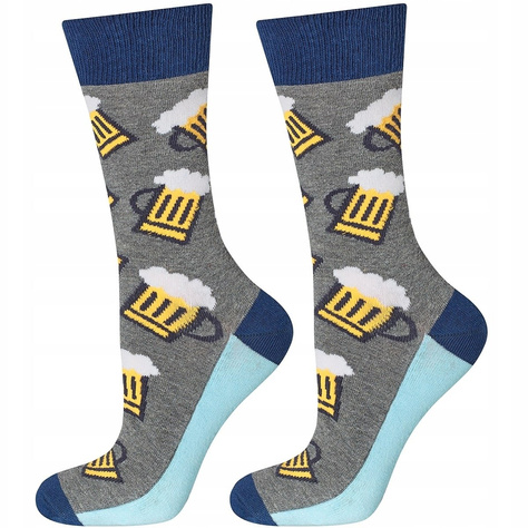 Colorful men's SOXO GOOD STUFF socks funny beer