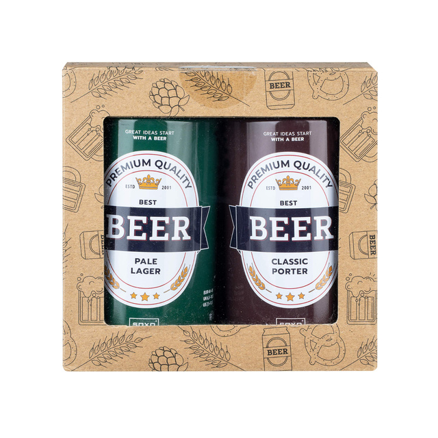 Set of 2x Colorful SOXO GOOD STUFF men's socks funny beer with inscriptions in a can for a gift