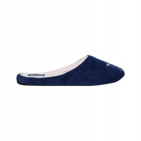 Navy blue women's slippers with embroidery SOXO with a hard TPR sole