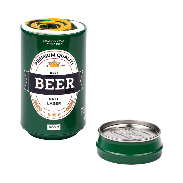Men's colorful SOXO GOOD STUFF socks funny Pale Lager beer in a gift tin