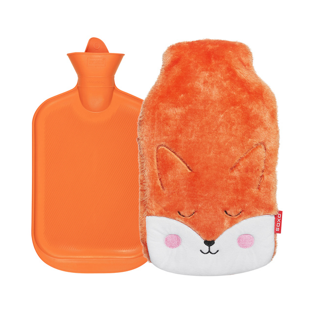 Hot water bottle 1.8L orange SOXO heater in a fur cover plush GIFT