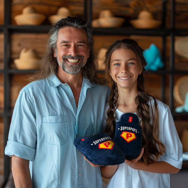 SOXO Super Papa men's slippers and key ring