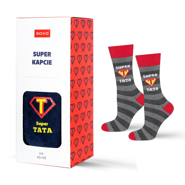Set of 1x Colorful SOXO Superman socks and 1x Men's slippers