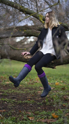 Purple high women's socks SOXO to wellingtons