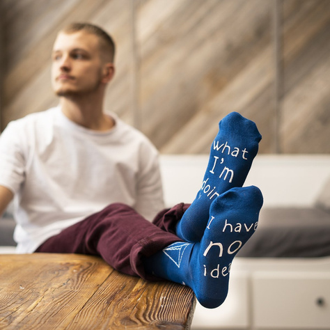 Men's long SOXO socks with inscriptions happy gift