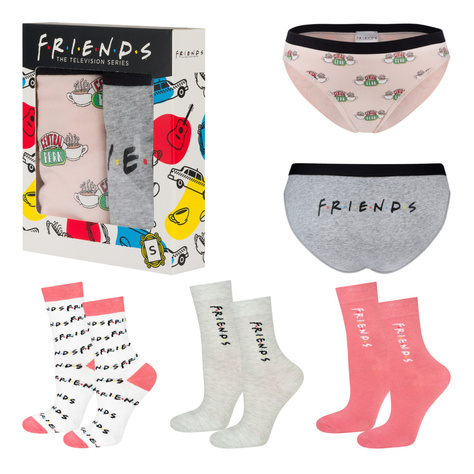 Set 2x SOXO Friends women's panties and 3x Friends women's socks | gift for her | pink