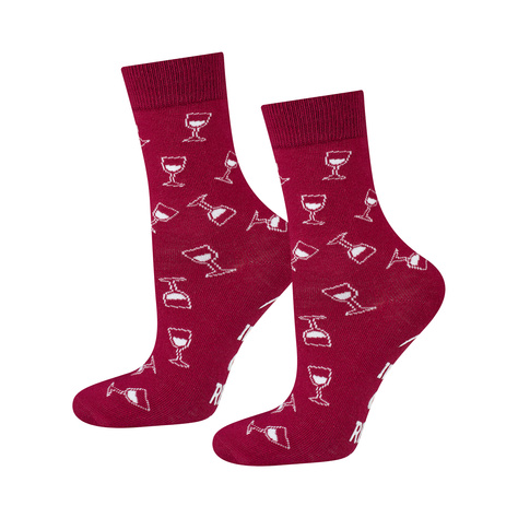 Women's SOXO GOOD STUFF socks with Red Wine  in a bottle