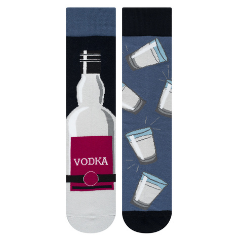 Set of 2x Colorful SOXO GOOD STUFF men's socks Vodka in a bottle and beer in a can funny cotton