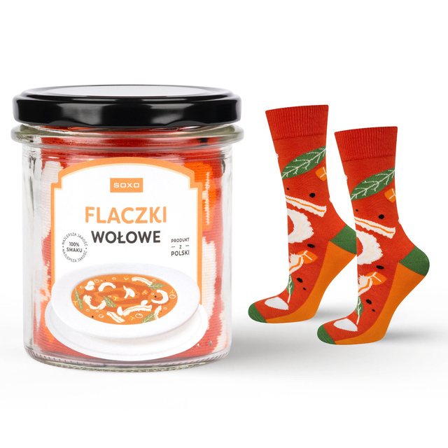 Men's colorful SOXO tripe socks in a jar