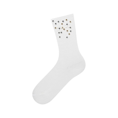 Classic women's socks SOXO with pearls elegant cotton