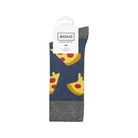 Set of 4x SOXO GOOD STUFF men's socks in a pizza box