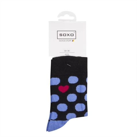 Black children's SOXO GOOD STUFF socks with dots