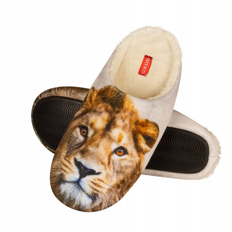 Men's slippers SOXO with a picture of a lion with a hard TPR sole