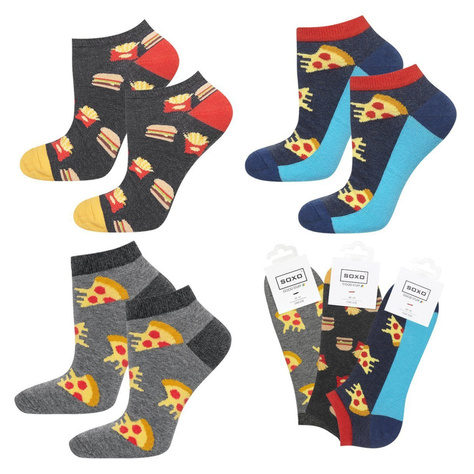 Set of 3x Colorful men's socks SOXO GOOD STUFF cotton pizza