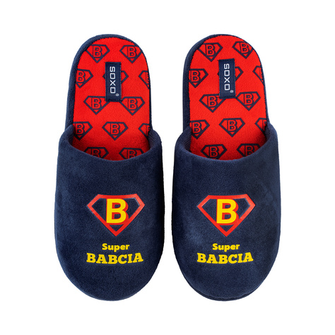 Slippers for Grandma SOXO in a gift box with funny Polish inscriptions 