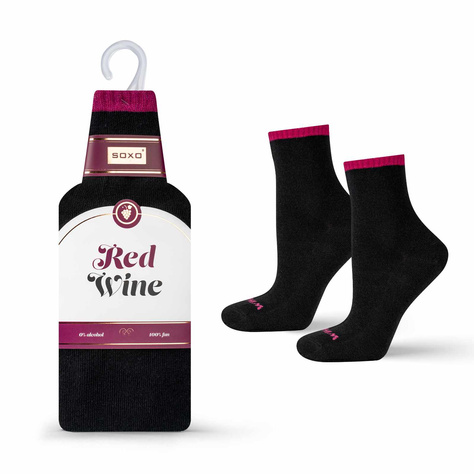 Women's SOXO socks | Red Wine in a banderole | gift for her | star