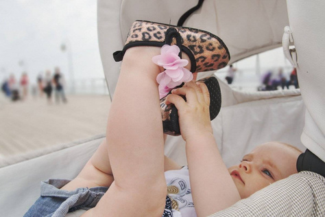 Baby SOXO ballerinas slippers with leopard print