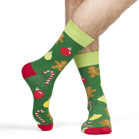 Funny Christmas socks SOXO GOOD STUFF for men with christmas decorations