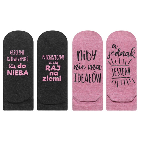 Set of 2x Colorful SOXO women's socks with Polish inscriptions 