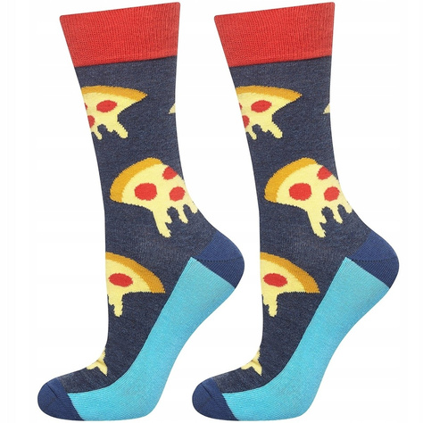 Set 2x Colorful SOXO GOOD STUFF men's socks funny gift Pizza Bicycle