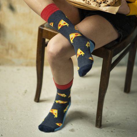 Men's colorful SOXO GOOD STUFF socks funny pizza