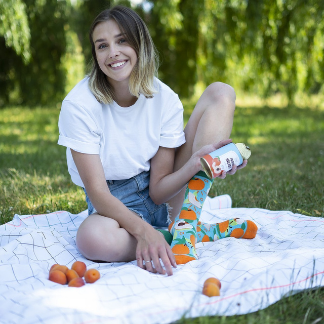 Peach Halves Socks in a Can