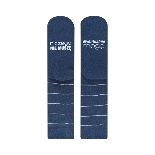 Navy blue women's SOXO long socks with Polish inscriptions funny terry gift