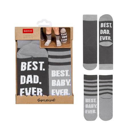 A set of socks for dad and child SOXO cotton gift with inscriptions