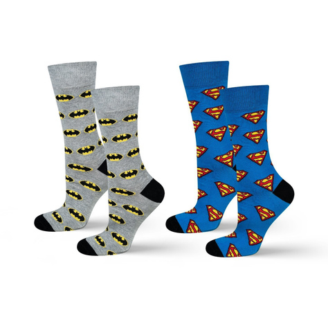 Set of 2x SOXO GOOD STUFF Batman Superman DC Comics socks