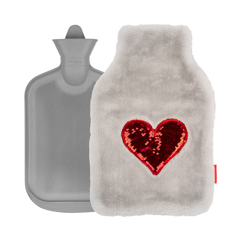 Hot water bottle heart SOXO gray 1.8 L