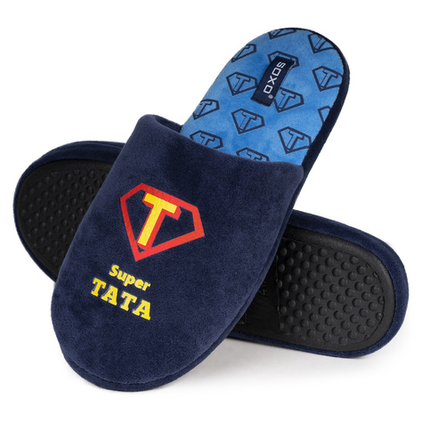 Dad Gift: 1x colorful SOXO men's socks and 1x men's slippers with inscriptions "Super Tata" | Father's Day gift