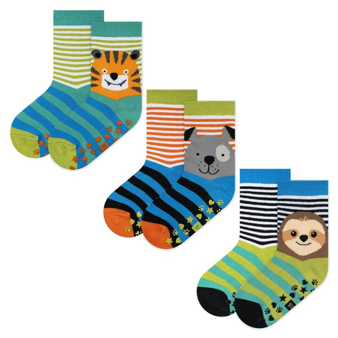 Set of 3x Colorful SOXO children's socks animals