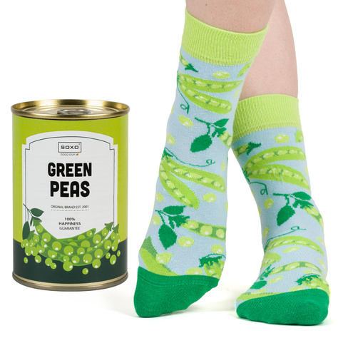 Funny socks SOXO GOOD STUFF canned peas for a gift for women