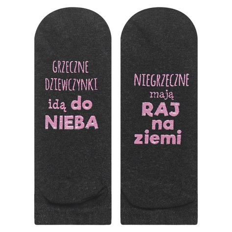 Dark SOXO women's socks with Polish inscriptions cotton 