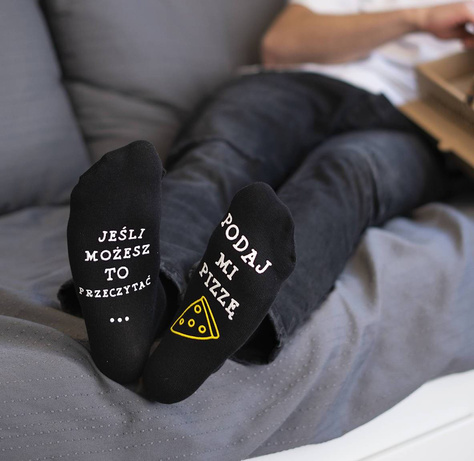 Black SOXO long men's socks with cotton inscriptions gift