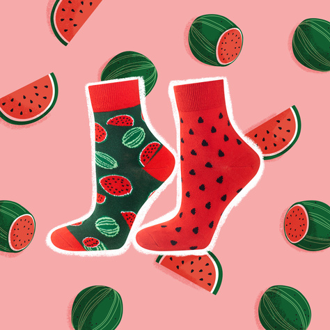 Women's colorful SOXO socks watermelon